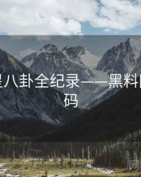 重磅明星八卦全纪录——黑料网流量密码